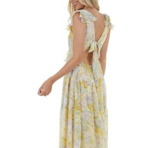 Pastel floral maxi open back dress